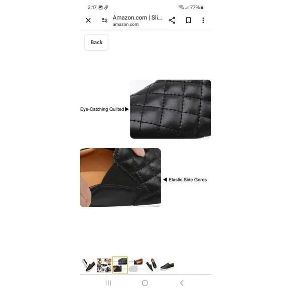 New Sz 8 Vocntvy Black Loafers Comfortable Casual Quilted Leather Slip On Shoes - Picture 3 of 12